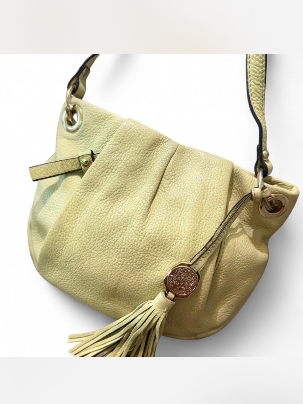 Women's VINCE CAMUTO pistachio Leather Shoulder Bag with Tassel - Picture 2 of 8